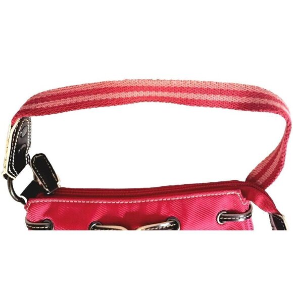 Tommy Hilfiger Small Raspberry & Brown Zip Top Purse Tassels - Picture 7 of 9